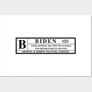 biden warning label Posters and Art